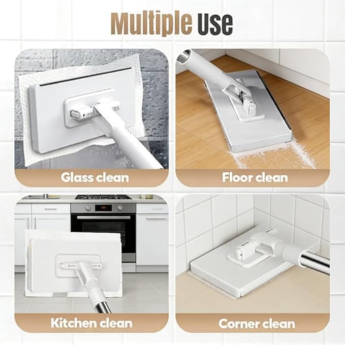 Snap Grip Mini Mop with Mop Clip &amp 10 Mops Pads 2026 New Mini Mops Set with Refill Pads Automatic Gripping Release 360° Rotating Head Wet/Dry Multi-Surface Cleaning (5 Pads + Clip)