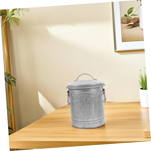 NUOBESTY Small Bucket Shaped Garbage Can with Lid Multifunctional Desktop Trash Bin and Pen Holder Compact Office Wastebasket for Bedroom Kitchen to Clean Reusable Storage Container