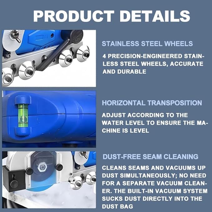1200w Electric Grout Removal Tool - 9000rpm Tile Grout Remover Machine Portable Self-Vacuuming for Floor Projects Efficient Tile Seam Cleaning D