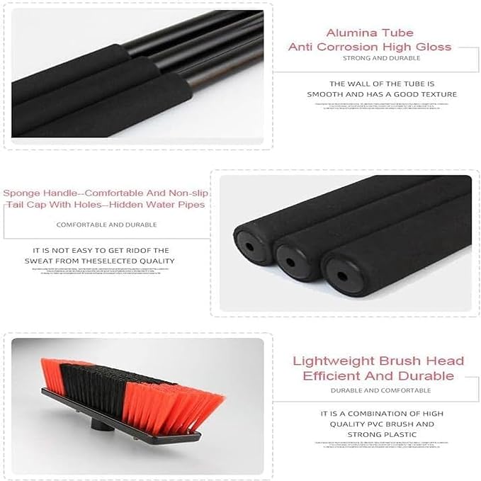 NYMFEA Solar Panel Cleaning Brush and PolePhotovoltaic Panel Cleaning Trucks Windows Water Fed Extendable Brush Roof Cleaning Tools Conservatory roof Cleaner10.8m/36ft