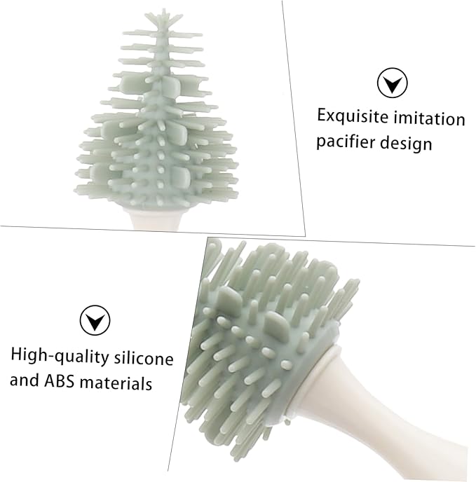 VICASKY 2pcs Silicone Bottle Cleaning Brush Set Rotating High-Temperature Resistant Flexible Bristles for Stain Removal for Milk Bottles and Water Containers Light Green