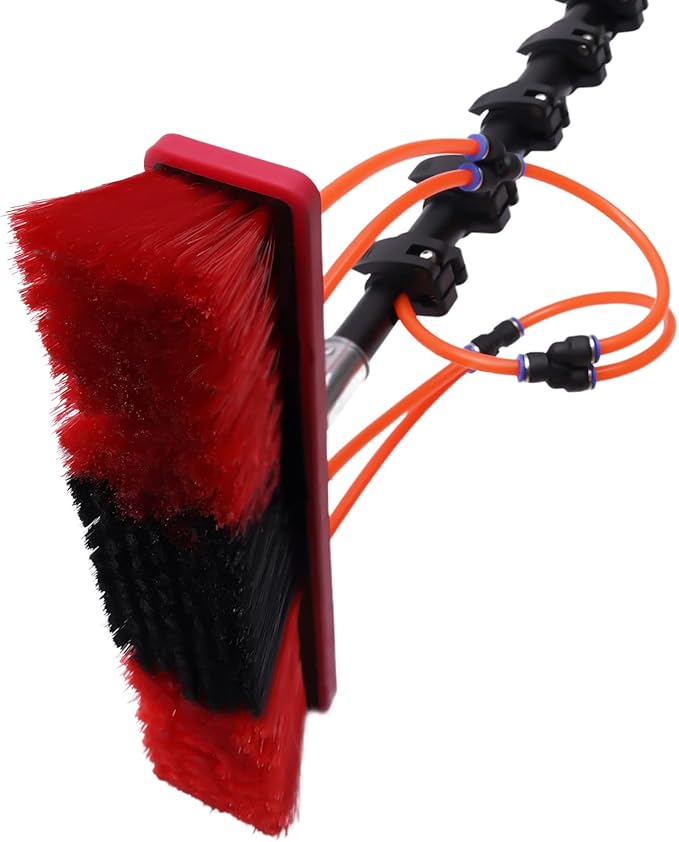 Water Fed Pole Kit 20ft Length Water Fed Brush Water Fed Cleaning System Aluminum alloy Outdoor Window Cleaner w/Hose for Window Glass