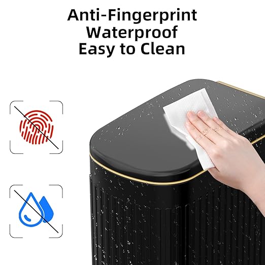 2.6 Gallon Slim Bathroom Trash Can with Soft Close Lid 10L Stainless Steel Garbage Can with Removable Liner Bucket for Narrow Spaces Bathroom Bedroom (Matt Black)