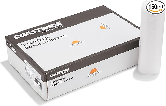 Professional 50-56 Gallon Trash Bag 43 x 48 High Density 22 mic Natural 150 Bags/Box