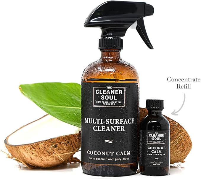 4 Refills - Natural All-Purpose Cleaner Concentrate Essential Oils Glass Bottle Non-Toxic Multi-Surface (Sandalwood Serenity)