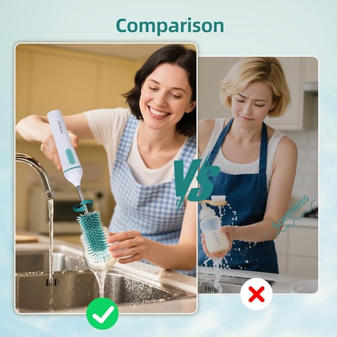 Electric Bottle Brush Cleaner6-in-1 Portable Electric Baby Bottle Brush Cleaner for Travel Rechargable Travel Bottle Cleaner Kit with Nipple &amp Straw BrushIdeal Gift for Parents &amp Babies