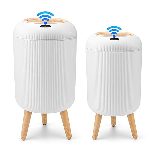 Pukomc 2 Pack Automatic Trash Can 12L /3 Gallon and 10L /2.64 Gallon Bathroom Trash Bin with Lid Touchless Small Smart Motion Sensor Garbage Cans for Kitchen BathroomLiving Room and Bedroom
