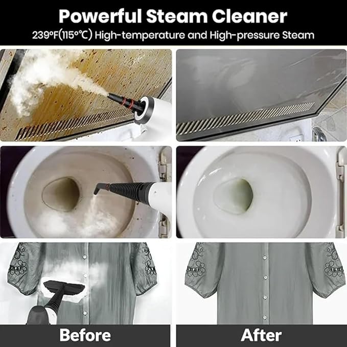 2025 Upgrade Saker Steam Cleaner Handheld High Pressure Steamer for Home Cleaning FurnitureCarpet Car Interior Kitchen Tile Multiple Nozzles (1Set+4 Fiber Cloth1set)