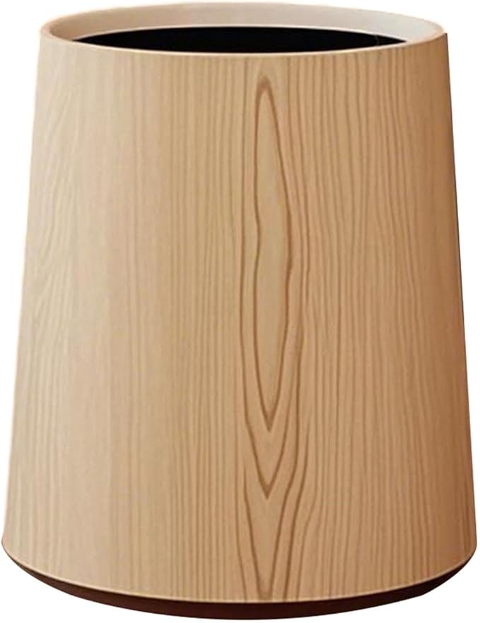 Trash Bin Wastebasket Removable Inner Portable Modern Paper Basket Bathroom Trash Can for Office Laundry Kitchen Restroom M Wood
