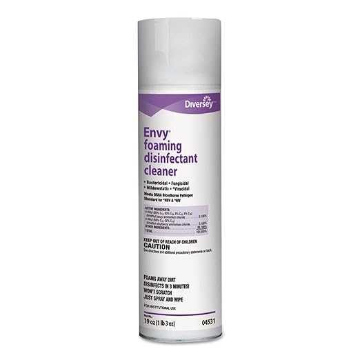 Diversey 04531 Envy Foaming Disinfectant Cleaner EPA registered Hospital Grade Sanitizing Spray with Lavender Scent Aerosol 19-Ounce (Pack of 12)