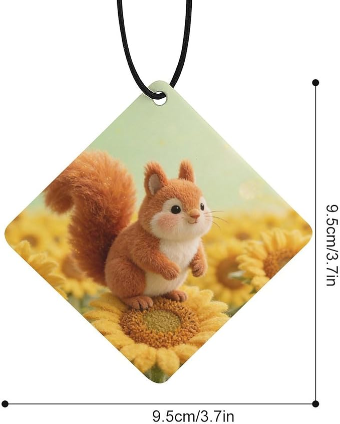 5PCS Car Air Freshener Hanging Personalized Double Sided Sunflower Squirrel Car Fresheners Long Lasting New Cars Scents Cute Automotive Freshies for Closets Drawers (tea)