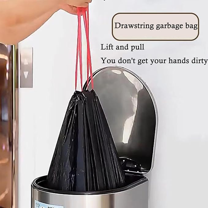 Large Black Trash Bags 20-21 Gallon Drawstring Garbage BagsMeasuring 28x 33.8 inchesHeavy Duty Plastic Garbage Bags for Household Kitchen Office Restaurant Thickened Stretchy
