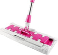Compatible for Flat Mop Stainless Steel Handle with Reusable Washable 3Mop Cloths Floor Household Cleaning Tool(Rose Pink)