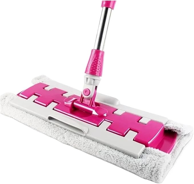 Compatible for Flat Mop Stainless Steel Handle with Reusable Washable 3Mop Cloths Floor Household Cleaning Tool(Rose Pink)