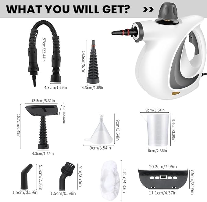 Steam Cleaner Handheld High Pressure Steamer for Home Use Multi-Surface Cleaning for Kitchen Bathroom Upholstery and Car Interior Saker Plus Steam Cleaner Best Steam Cleaners for Home Use (black)