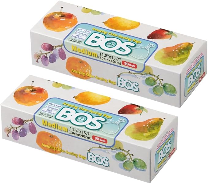 BOS Amazing Odor Sealing Disposable Bags for Diapers Food Waste Ostomy Bags Pet Waste or any Sanitary Product Disposal -Durable and Unscented [Size:M Color:White] (90 count Pack of 2) (180 Bags)