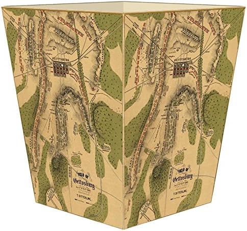 Marye-Kelley -The Battle of Gettysburg Antique Map Wastepaper Basket Wastebasket Decoupage Wood Decorative Wastebasket for Kitchen Bathroom Bedroom Living Room Handmade Made in The USA