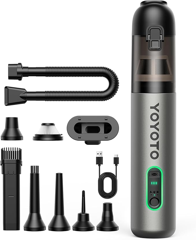 Car Vacuum Handheld Vacuum Cordless with 21000Pa Powerful Suction &amp 3 Modes 4-in-1 Portable Hand Held Mini Vacuum Cleaner Rechargeable Ultra Light for Car Home Office (Silver)