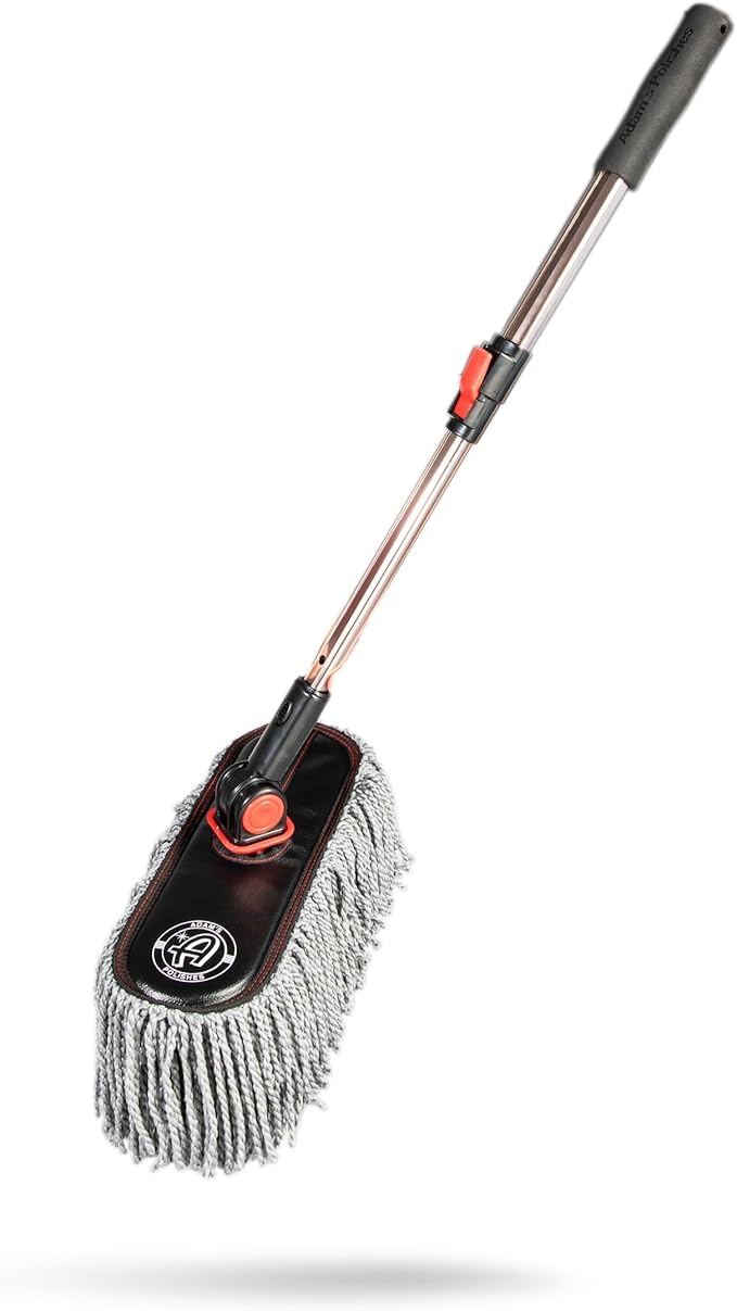 Adam's Polishes Microfiber Duster – Exterior Soft Premium Large Car Duster Kit Extendable Handle with Long Pole Safe On Paint &amp Removes Dust Pollen Dirt Cotton Hair &amp More