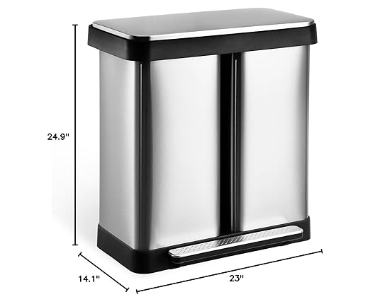 GAOMON Trash Can 2 x 8 Gal Dual Garbage Can &amp Recycle Bin 2 Compartments Includes 2 Removable Inner Buckets Soft Close Lid and Airtight for Home Office Business