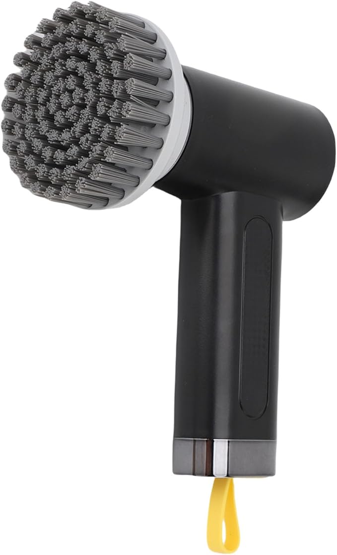 Focket Electric Spin Scrubber Cordless Electric Brush with 3 Replaceable Heads IPX7 Adjustable 2 Speeds for Bathroom Kitchen (Black)
