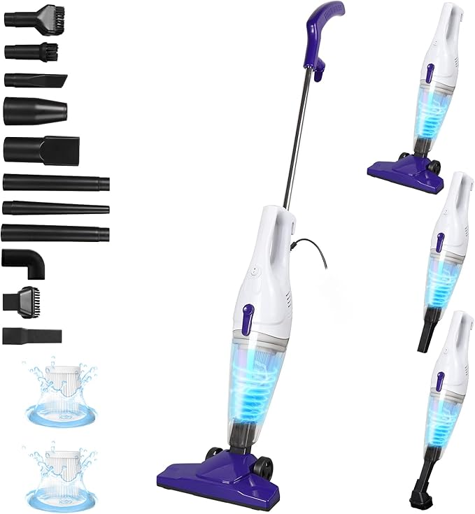 Intercleaner Corded Vacuum Cleaner 15KPa Powerful Suction with 400W Motor 12 in 1 Lightweight Bagless Stick Vac with Handheld Ultra Quiet for Hardwood Floor Carpet Car Pet Hair Car Pet Hair