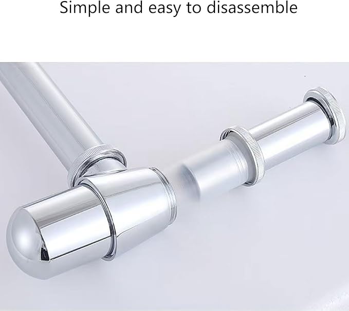 Bathroom Sink Trap with Adjustable Length Odor Prevention Round Outlet Trap Metal for Most Basins Elegant Appearance Bathroom Sink Waste Pipe