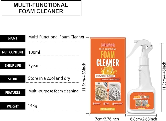Multi-Purpose Foam Cleaner Powerful Stain &amp Grease Remover For Home Surfaces Safe &amp Long-Lasting(3PCS)