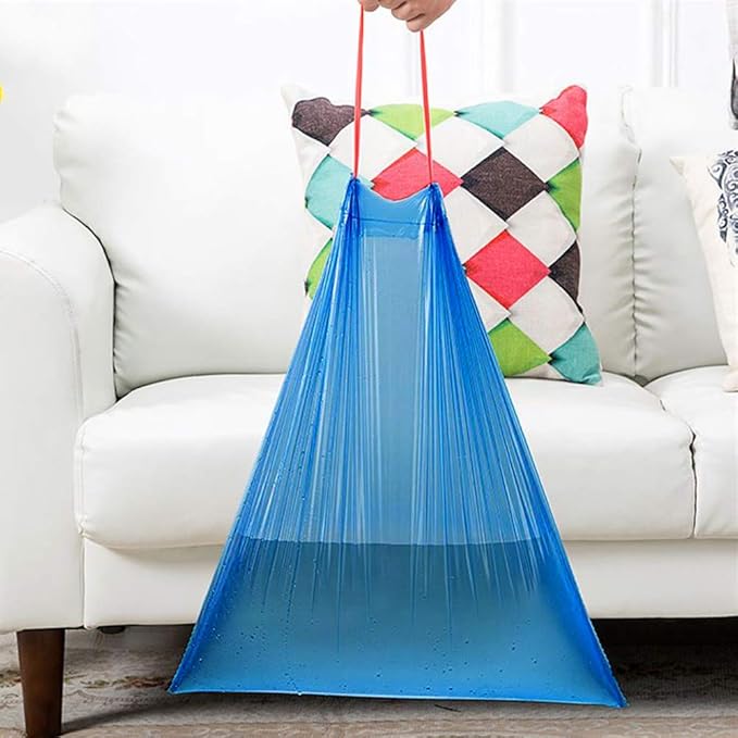 10 gallon kitchen Garbage Bags Trash Bags with Drawstring Blue 2 Rolls/110 Bags