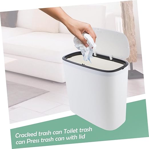 Alipis Mini Press Trash Can Lid High-Capacity Plastic Garbage Container for Bathroom and Kitchen Compact Waste Basket Automatic Pop-Up Lid