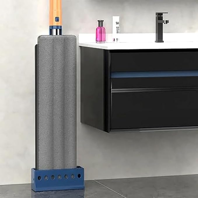 Large Flat Mop Large Surface Microfiber Flat Mop Wall Cleaning with Long Handle Magic 360° with Dewatering Scraper 12027(White Mop+2pcs Rag)