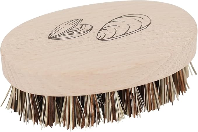 REDECKER Mussel Brush with Beechwood Handle 3-3/4-Inches Set of 2 - Brush for Scrubbing Mussels