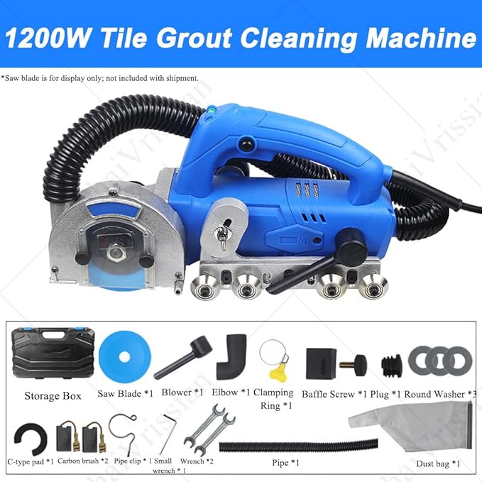 1200w Professional Tile Grout Removal Machine 9000rpmElectric Grout Remover with Self Vacuuming Designfor Efficient Cleaning of Old Cement Between Ceramic Tiles