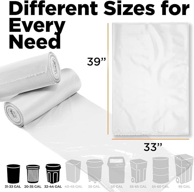 ToughBag 30-33 Gallon Clear Trash Bags (100 Count) Recycling Bag Garbage Can Liners – Clear Trash Bags 30+ Gallon - Made In USA