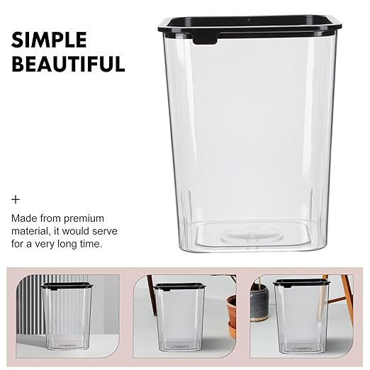 VICASKY Transparent Square Plastic Garbage Bin Wastebasket for Home Office Bathroom Bedroom with Non-deforming Design Easy to Clean Modern Storage Container