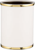Kraftware 50274 Sophisticates W/Polished 14 Oval Waste Basket Wastebasket White with Brass