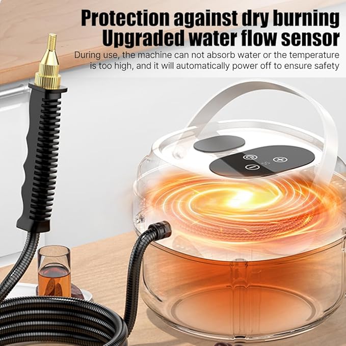 Pressurized Handheld Multi-Surface Steam Cleaner with 3 Brushes and Extended Rod for Home Portable DeepSteamer with 6 Gear Adjustable Digital Touch Screen 1500ml Water Tank for Kitchen