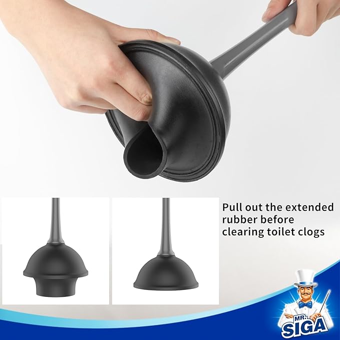 MR.SIGA Toilet Plunger and Bowl Brush Combo for Bathroom Cleaning Gray 1 Set