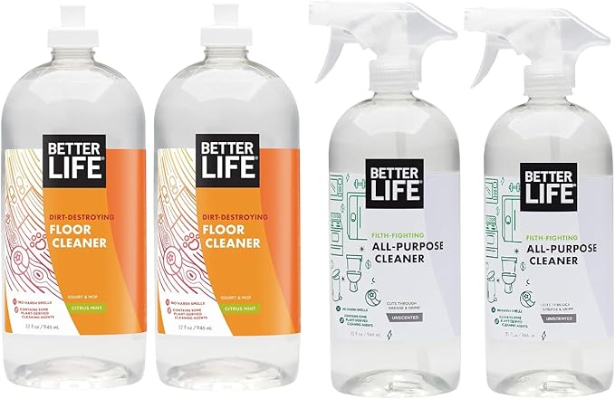 Better Life All Purpose Cleaner Unscented 32 Oz Pack of 2 + Floor Cleaner Citrus Mint 32 Oz Pack of 2