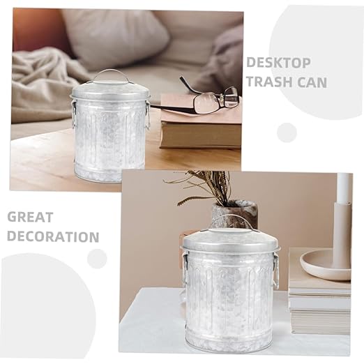 jojofuny 2pcs Iron Stationery Storage Bucket Small Wastebasket for Office Creative Rubbish Bin Easy to Use