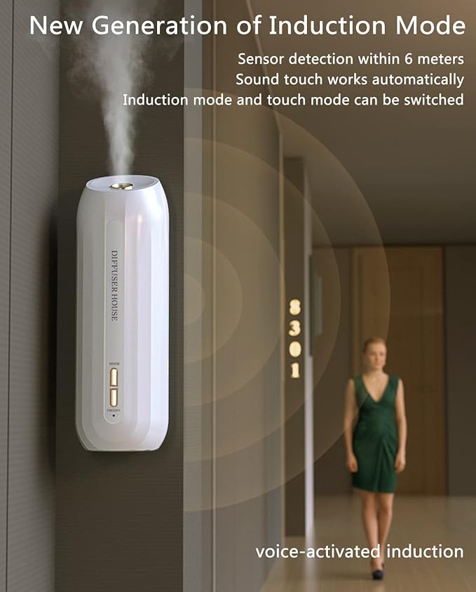 Automatic Air Freshener Dispenser Wall Mount Desktop Voice Controlled Auto Sensing Scent Diffuser Wireless Electric Spray Dispenser for Indoor Bedroom Hotel Office