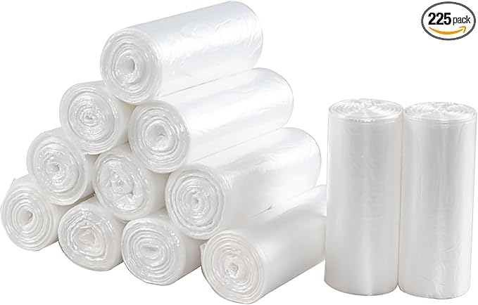 Asking 13 Gallon Kitchen Trash Can Liners 225 Counts Clear Garbage Bags for Kitchen