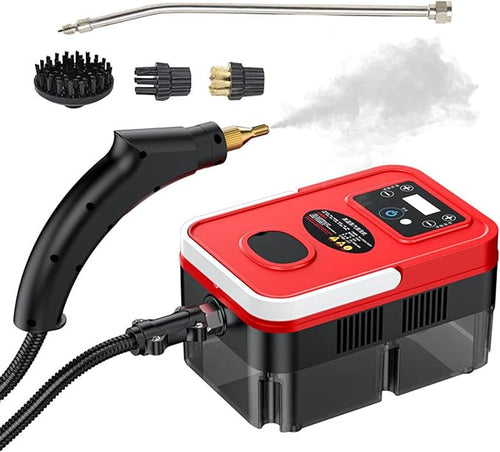 1800W Handheld Steam Cleaner for Sofa Window Kitchen with 6 Levels Adjustable and 1200ml Large Capacity Portable Handle Touch Screen 4pcs Accessories 105 High Temperature (US Plug)