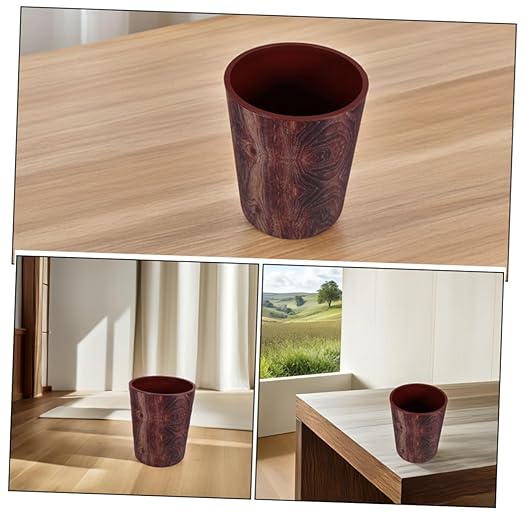 ABOOFAN Wood Grain Wastebasket Vintage Style Sturdy Plastic Multipurpose for Kitchen Office Bedroom