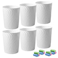 YGJT Small Trash Can 6 Pack 1.8 Gallons Bathroom Trash Can Slim Waste Basket Round Garbage Can Plastic Trash Bin for Kitchen Dorm Bedroom Office Living Room Study Compact Spaces(White)