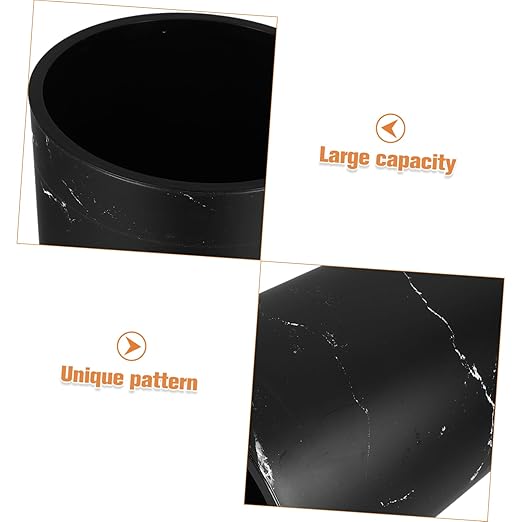 VOSAREA Large Capacity Marble Pattern Trash Can Plastic Round Wastebasket for Home Office Bathroom