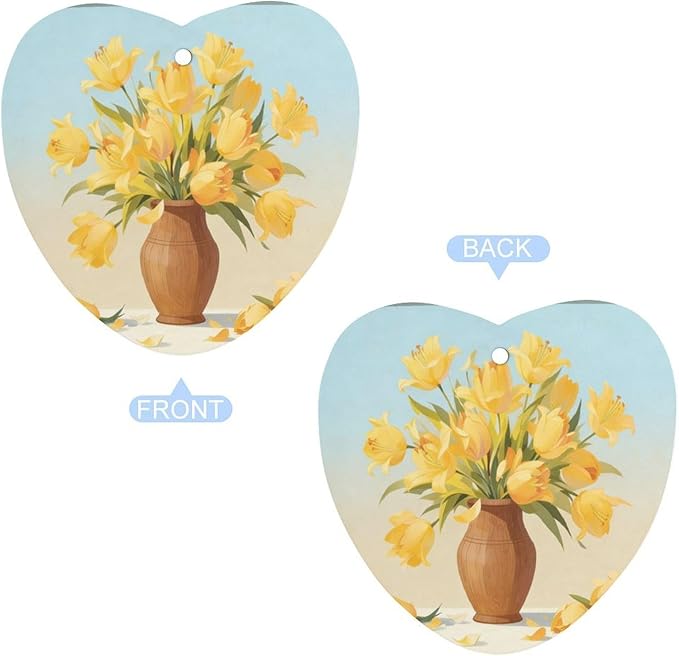 5PCS Car Air Freshener Hanging Personalized Double Sided Yellow Lily Car Fresheners Long Lasting New Cars Scents Cute Automotive Freshies for Closets Drawers (tea)