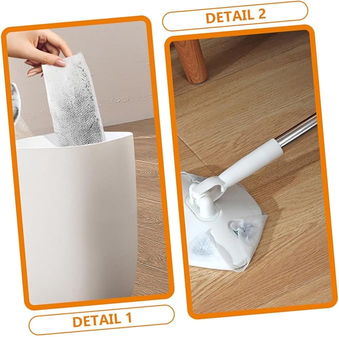 Rotatable Dust Mop with Retractable Handle White Triangular Microfiber Floor Cleaning Mop for Household Use Handheld Face Towel Refill Easy Dust Removal for Hardwood and Tile