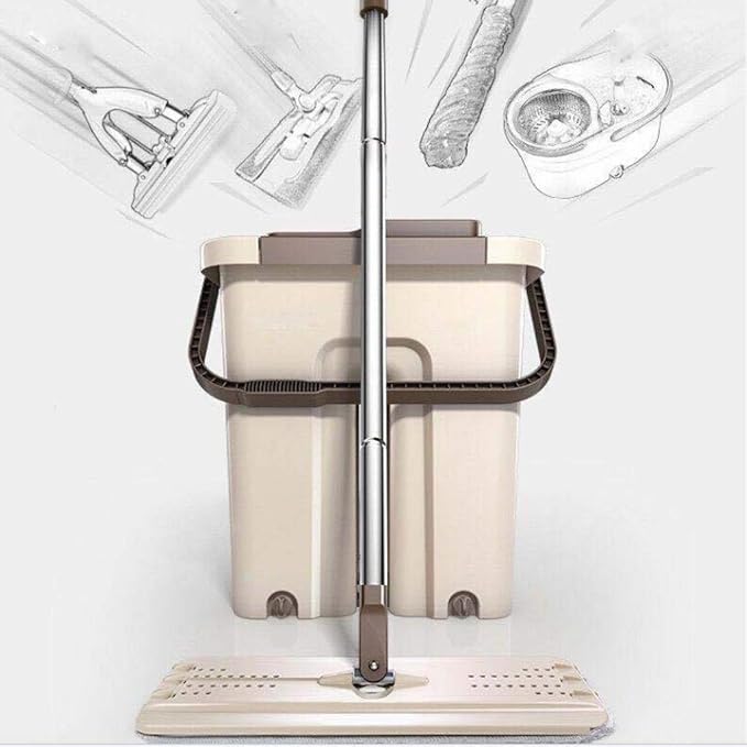 Water Elution 2 in 1 Mop Bucket Cloth 360 Degree Flat Simple Ground Brick