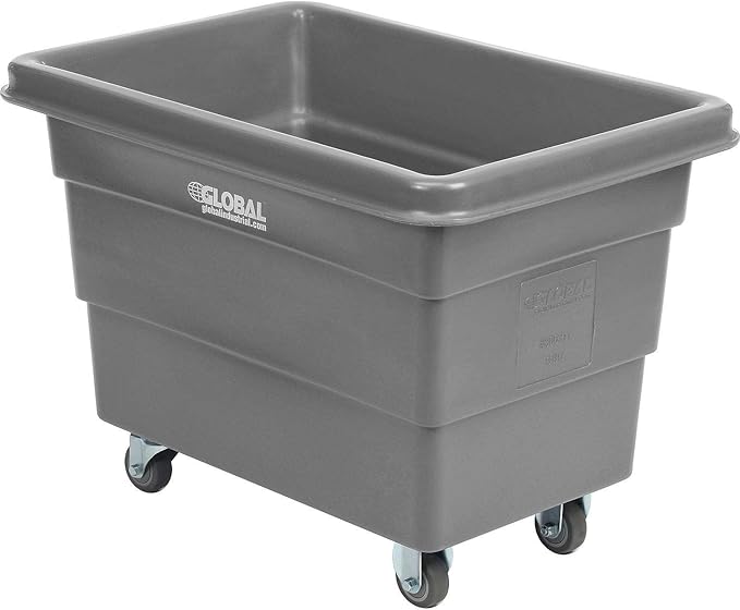 Global Industrial 6 Bushel Plastic Bulk Box Truck Direct Mount Base 500 lbs. Capacity 3 Non-Maring Rubber Casters Gray 33-2/5L x 23 W x 24-1/2H